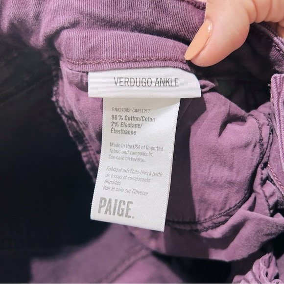 Paige Verdugo Ankle Jeans Purple Size 28 - Picture 7 of 8